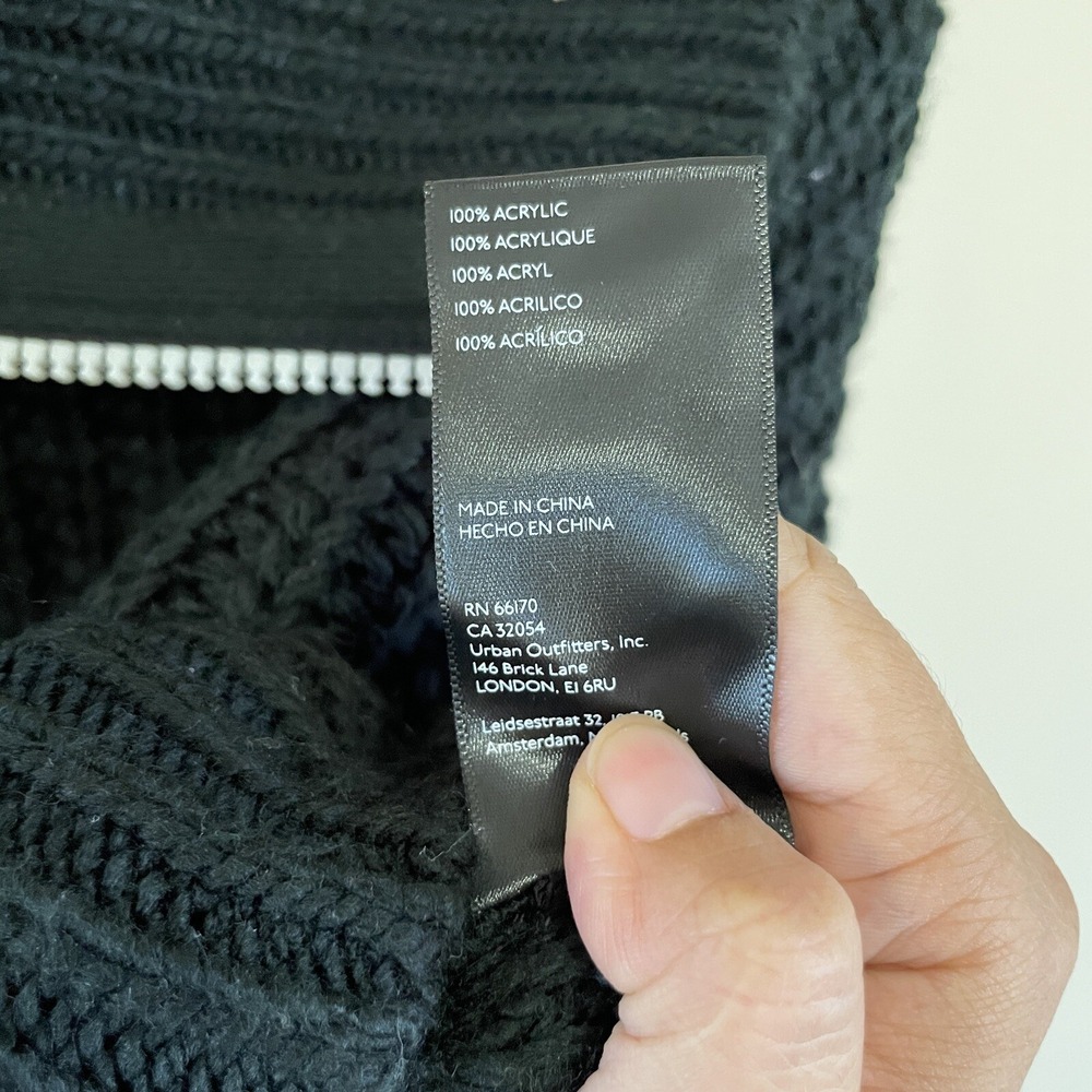 Urban Outfitters UO Sunny Collared Zip-Up Cardigan‎ Size XS Black Long Sleeve - Picture 6 of 8